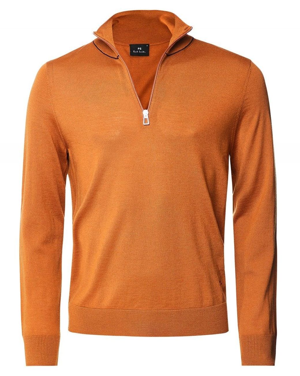 Paul Smith Merino Wool Half-zip Jumper in Orange for Men - Lyst