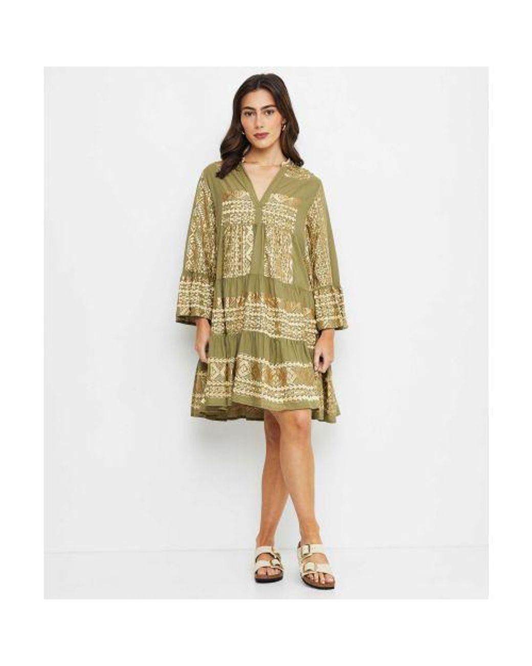 Greek Archaic Kori Classic Triangle Mini Dress in Natural | Lyst UK