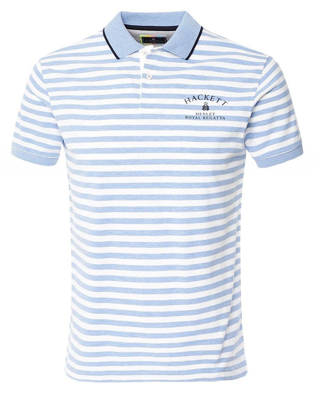 Hackett Striped Henley Royal Regatta Polo Shirt in Blue for Men Lyst