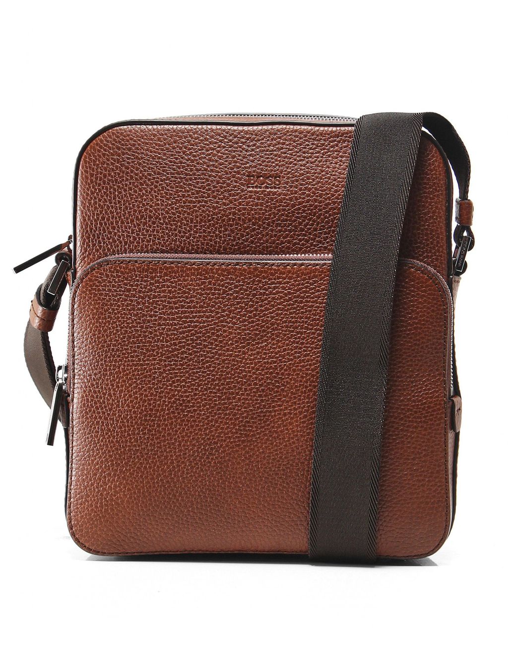 BOSS by HUGO BOSS Leather Crosstown_ns Pocket Messenger Bag in Brown