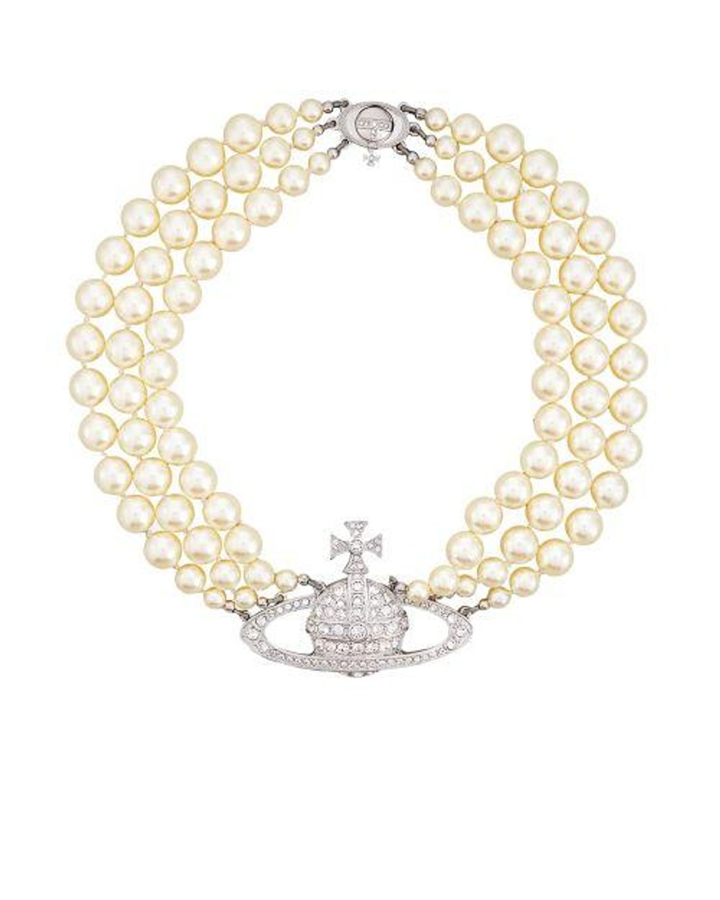 Vivienne Westwood Three Row Pearl Choker in Metallic | Lyst UK