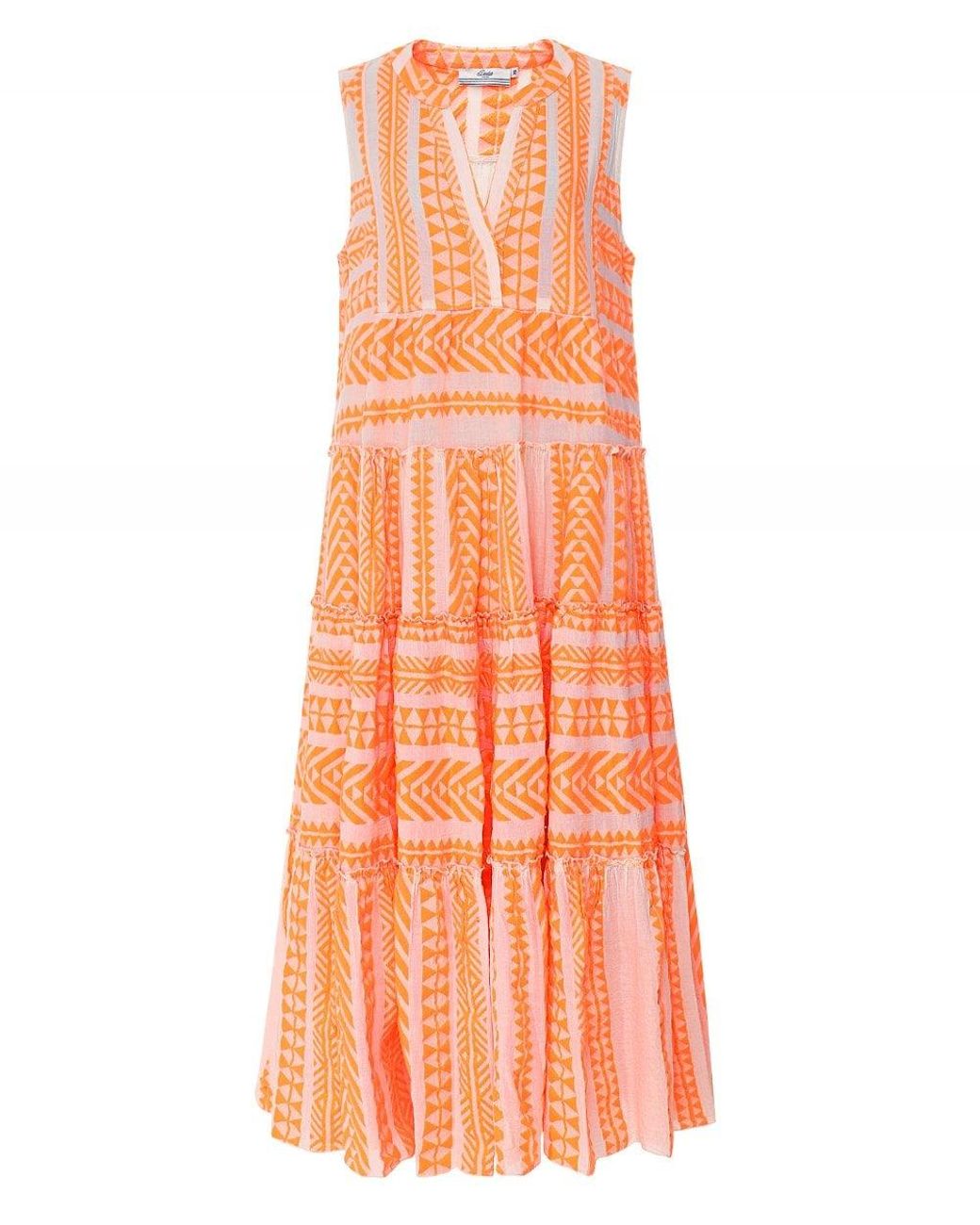 Devotion Twins Cotton Ella Sleeveless Midi Dress in Orange | Lyst