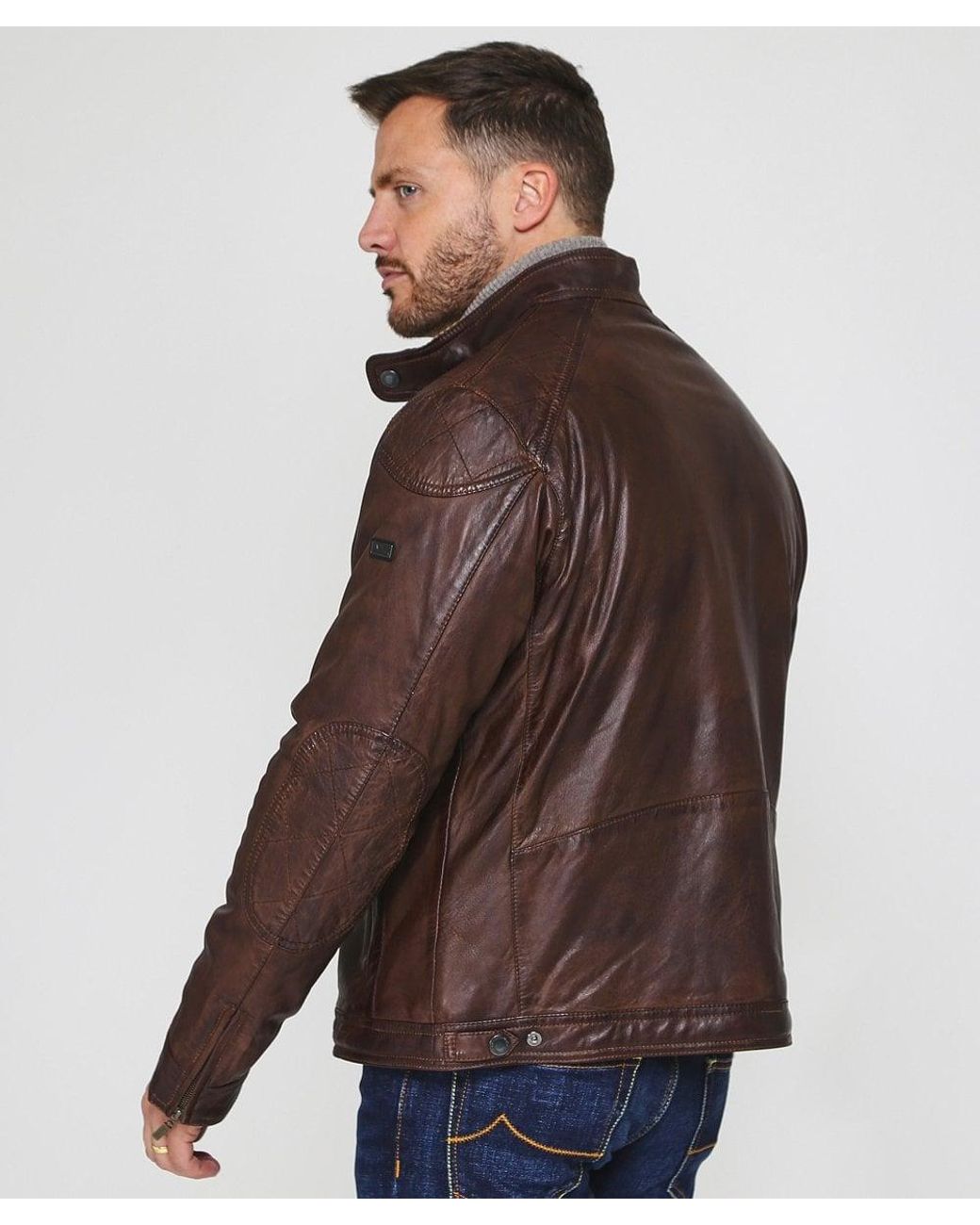 Barbour Leather James Jacket in Brown 