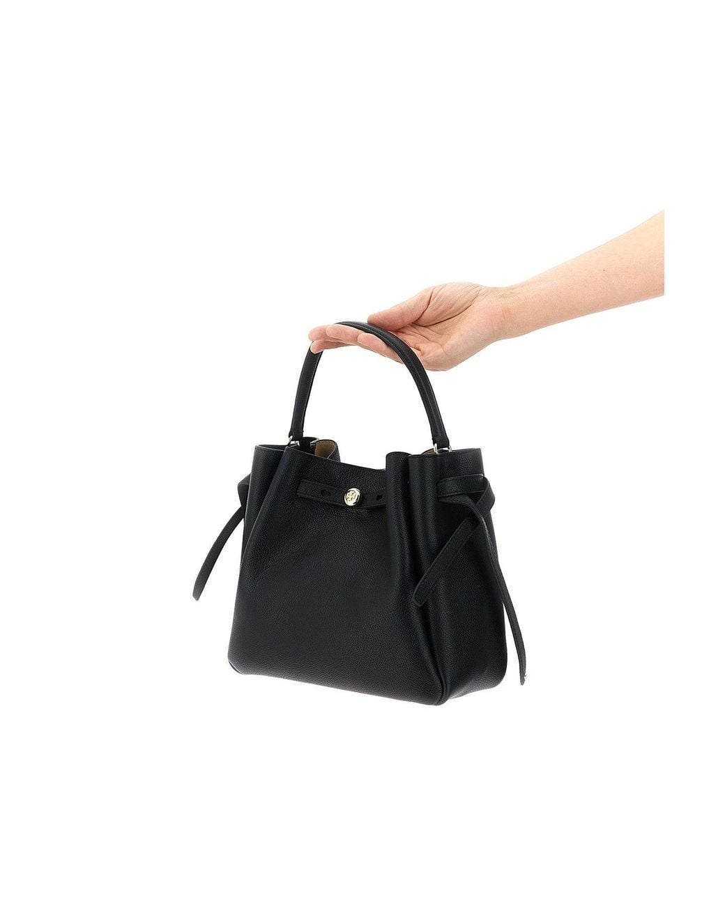 Tory Burch Black Bucket Bag With Logo Button