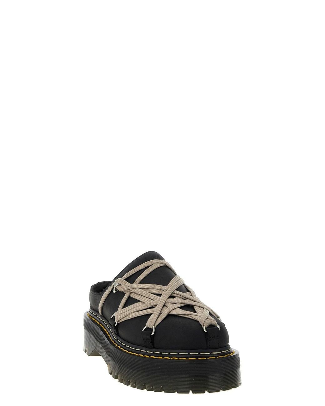 Rick Owens Black Mule 'Quadsolemegalace' Dr. Martens X Rickowens for men