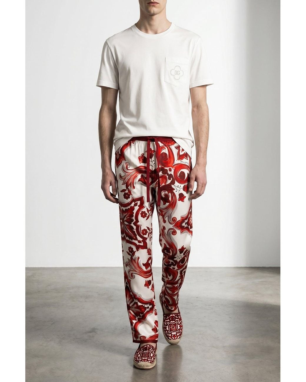 Dolce & Gabbana White T-Shirt 'Openwork Logo' for men