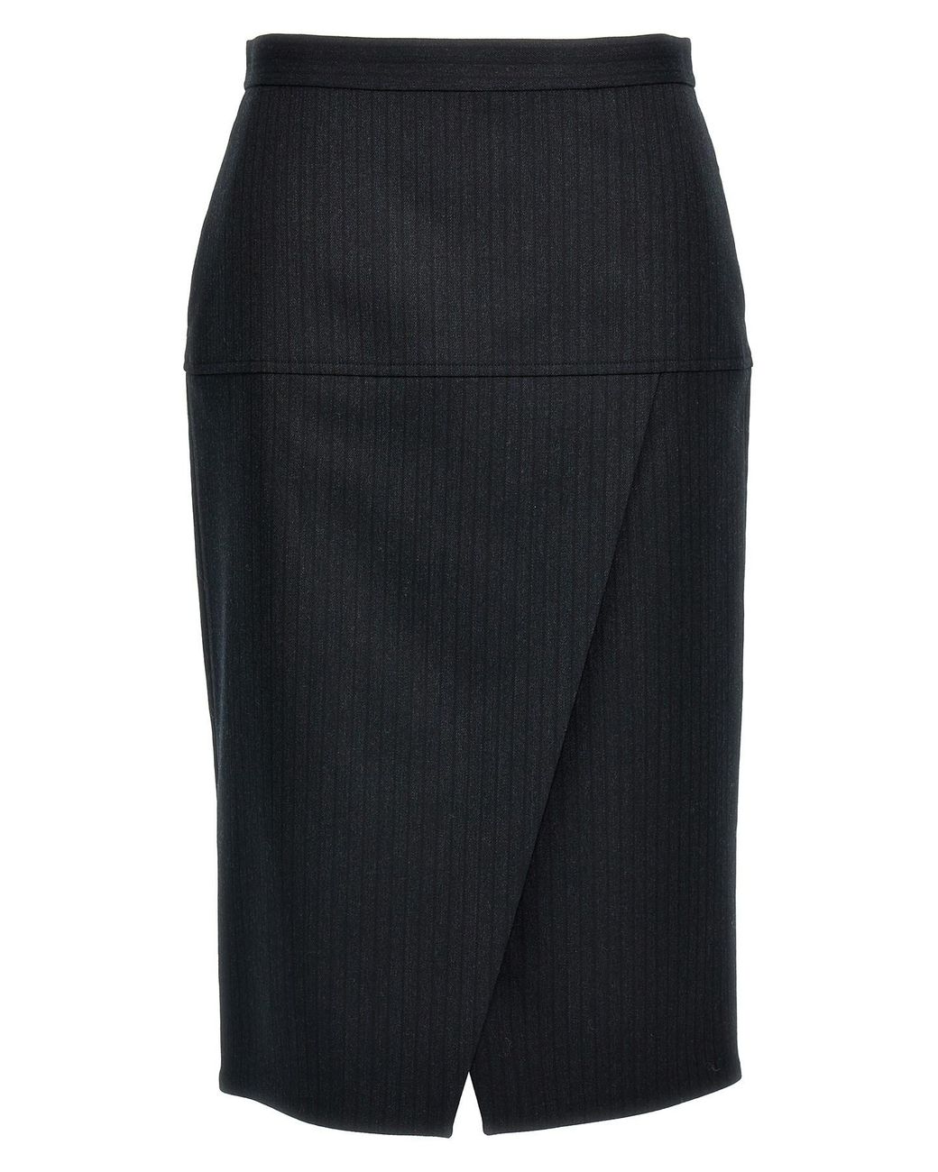 Fendi Black Pinstriped Wool Skirt