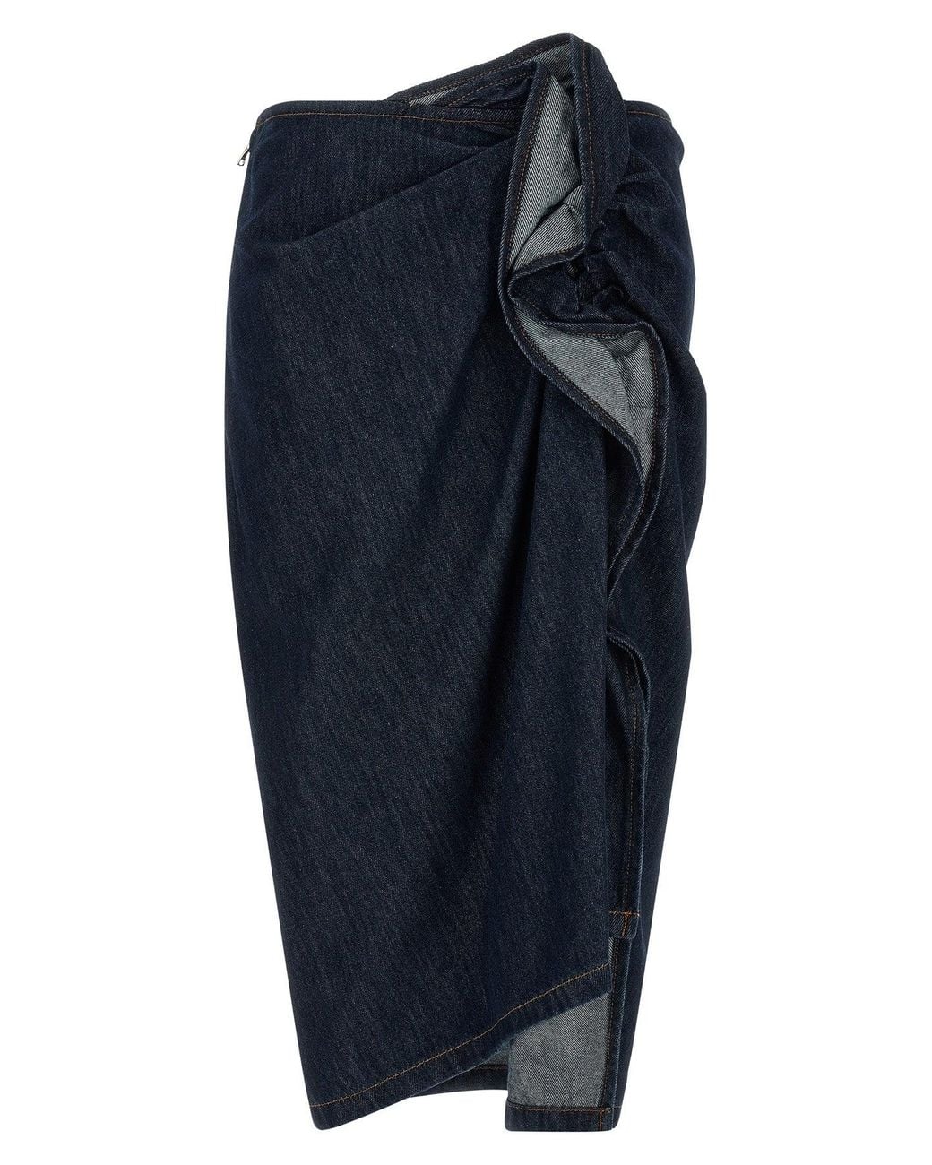 Dries Van Noten Blue Asymmetric Draped Skirt