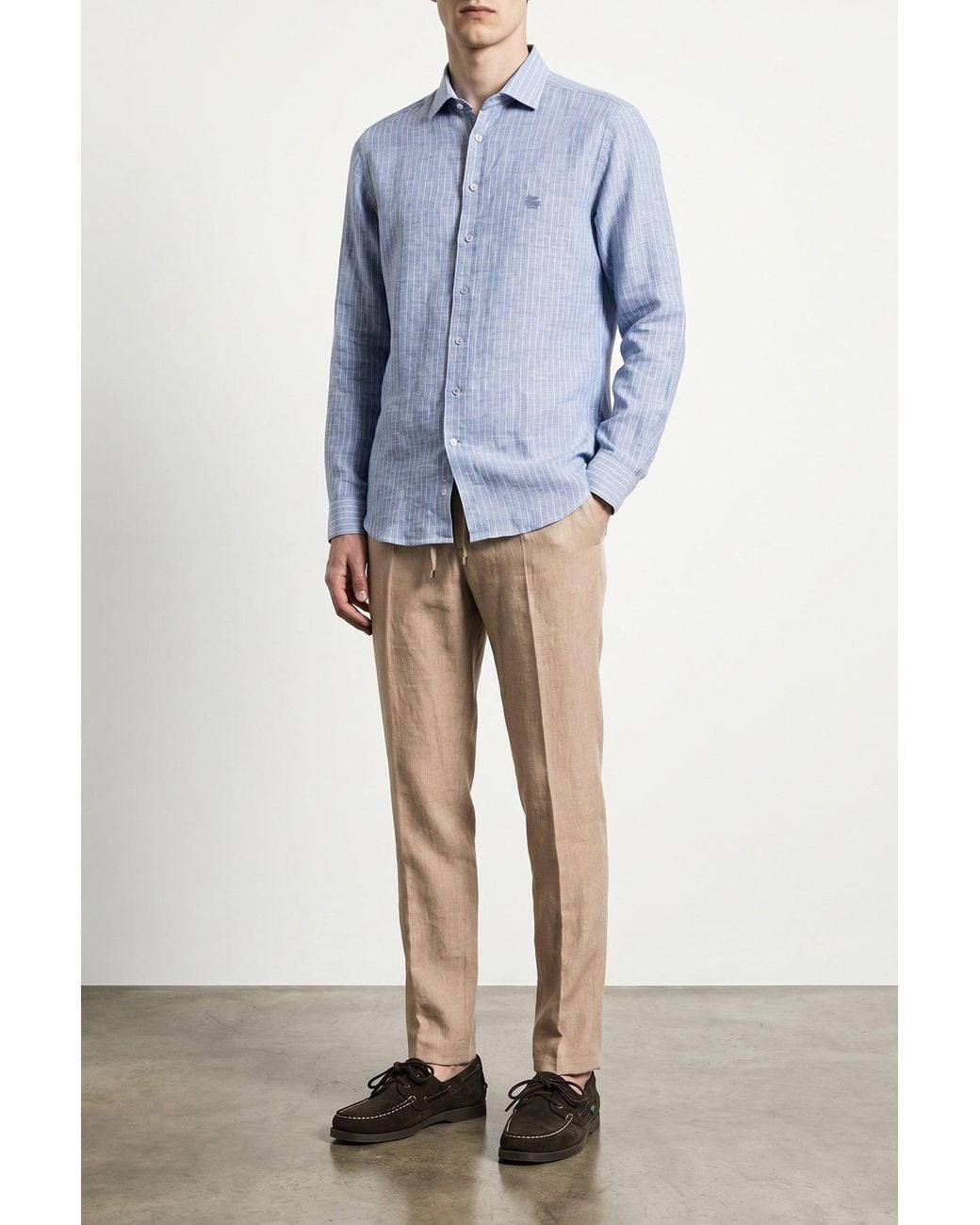 Etro Blue Striped Linen Shirt for men