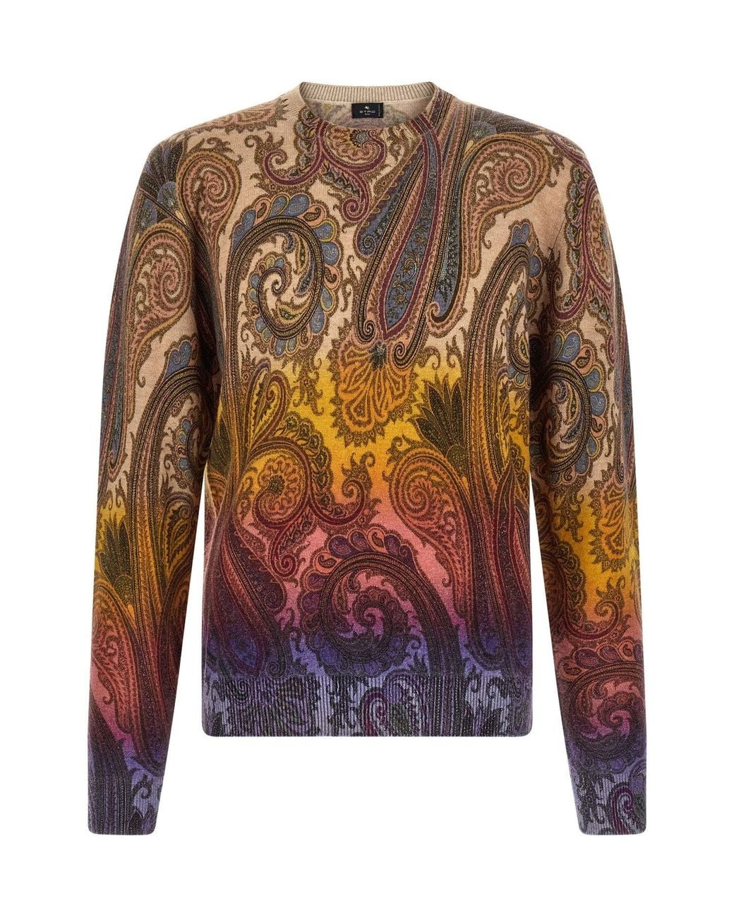 Etro Multicolor Crewneck Sweater With Gradient Paisley Pattern for men