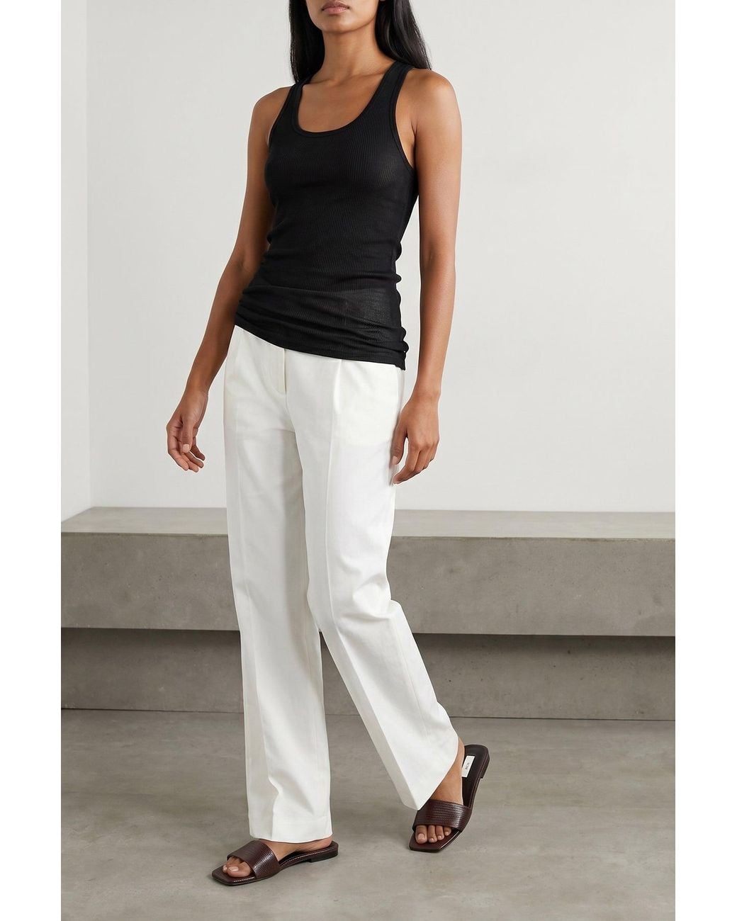 Totême White Trousers With Contrasting Buttons