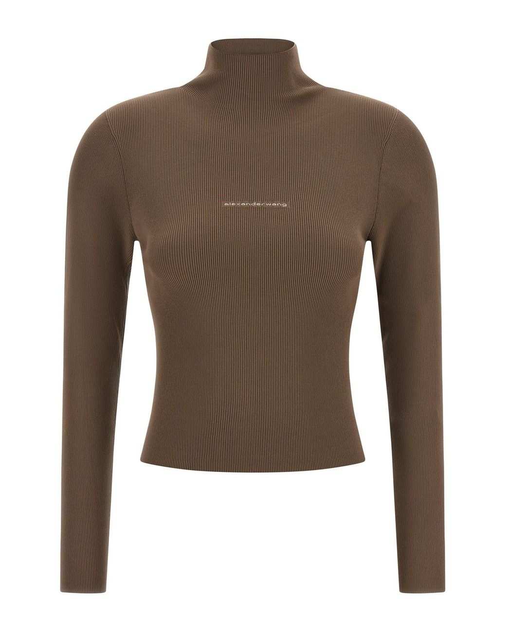 Alexander Wang Brown Logo Ribbed Sweater