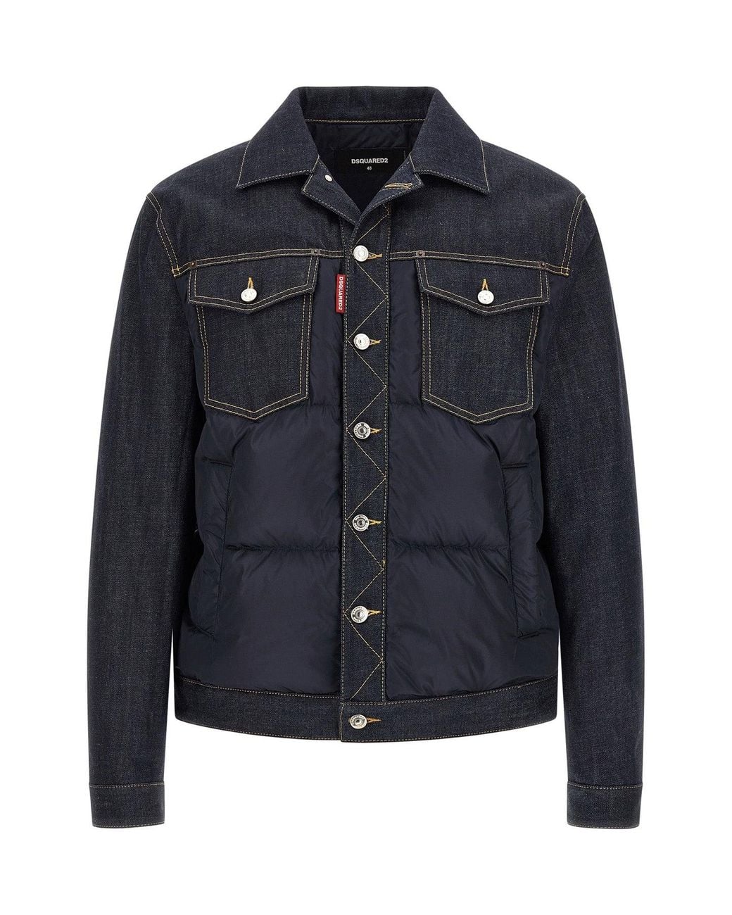 DSquared² Blue Denim Jacket With Quilted Panels for men