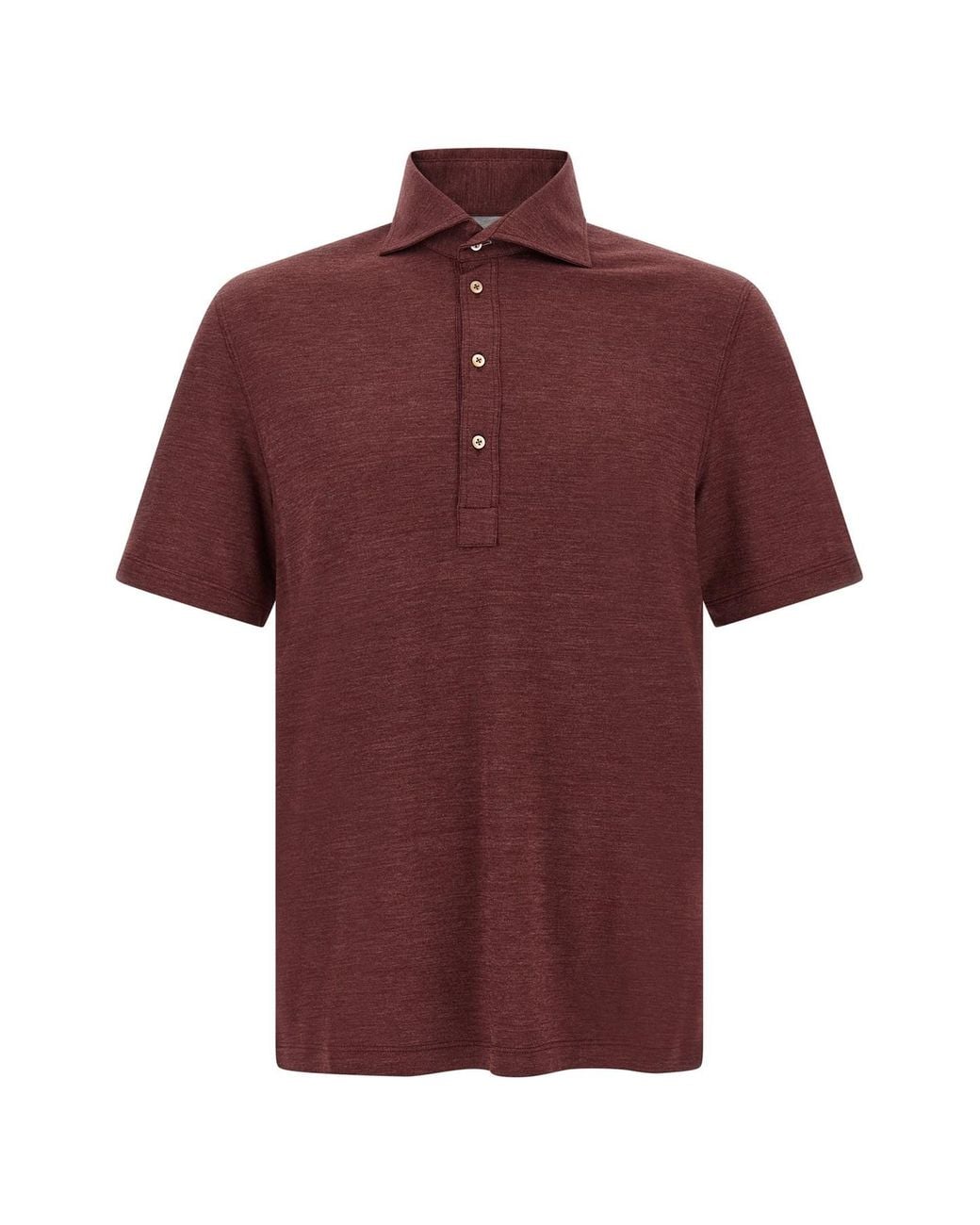 Brunello Cucinelli Red French Collar Polo Shirt for men