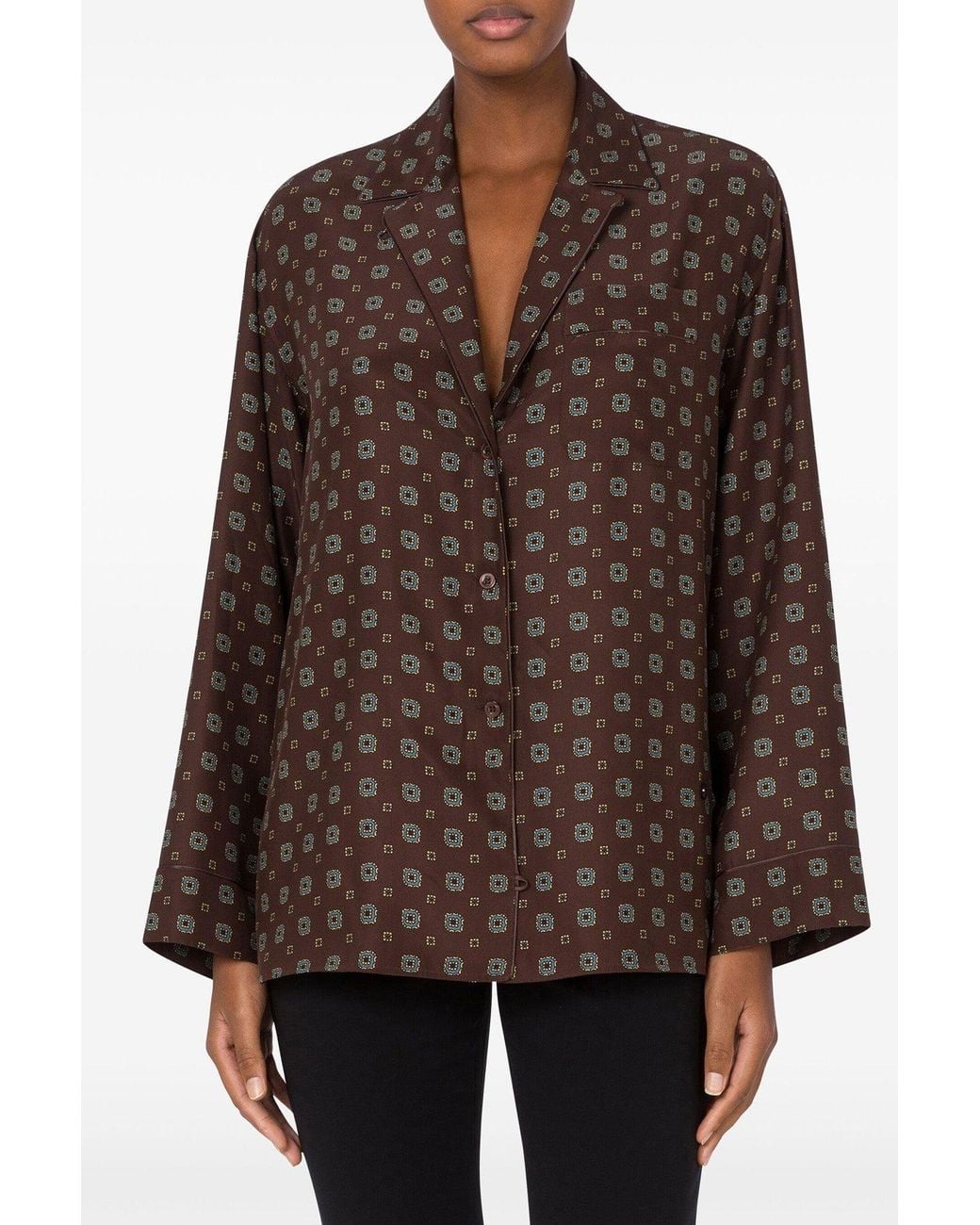 Moschino Brown Patterned Silk Shirt
