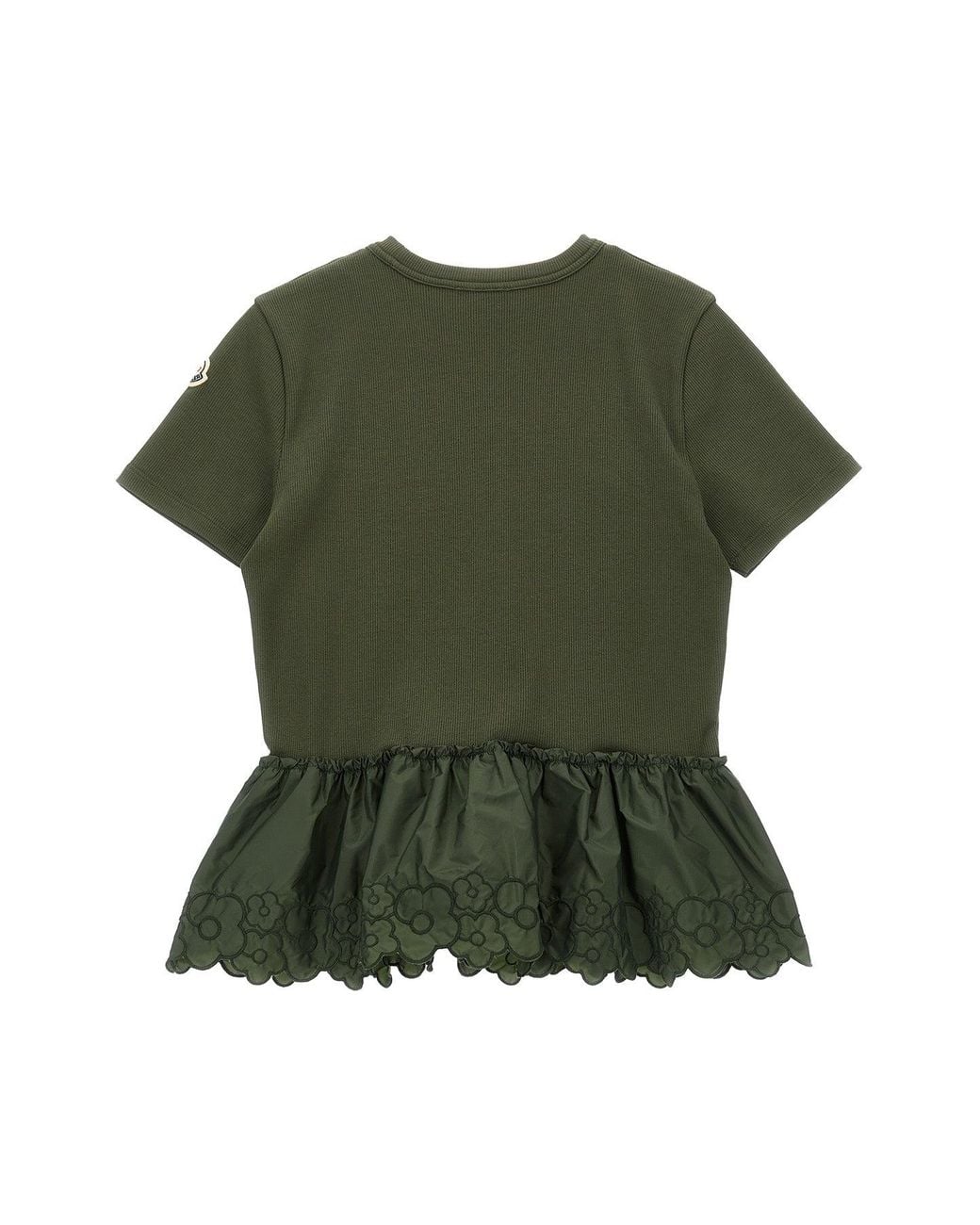 Moncler Green T-Shirt With Embroidered Peplum