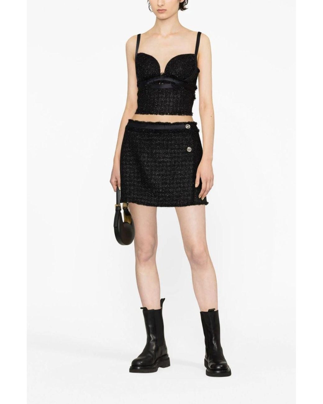 Versace Black 'Vichy Lurex' Mini Skirt