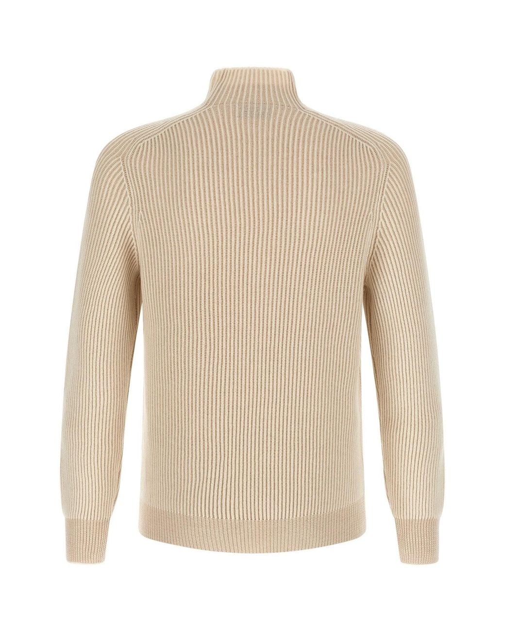 Brunello Cucinelli White English Rib-Knit Cashmere Sweater for men