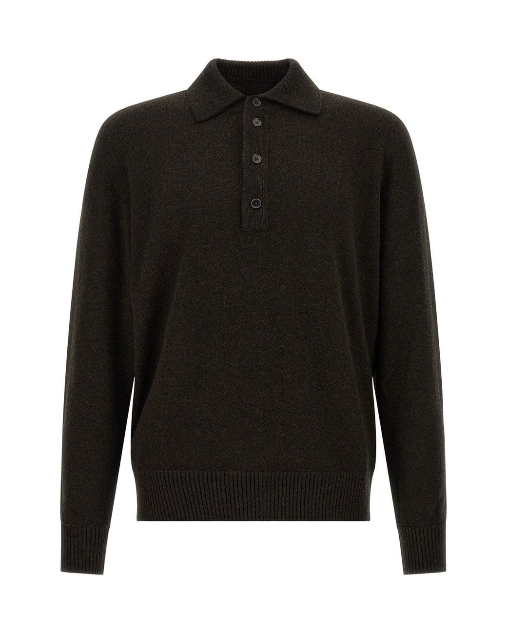 Zegna Black Wool And Cashmere Polo Shirt for men