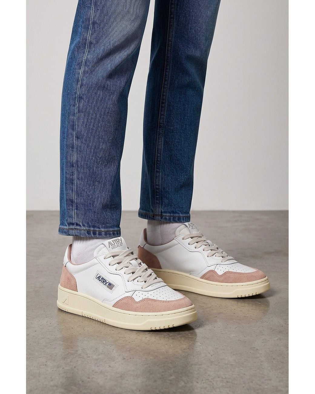 Autry White Sneakers With Suede Overlays