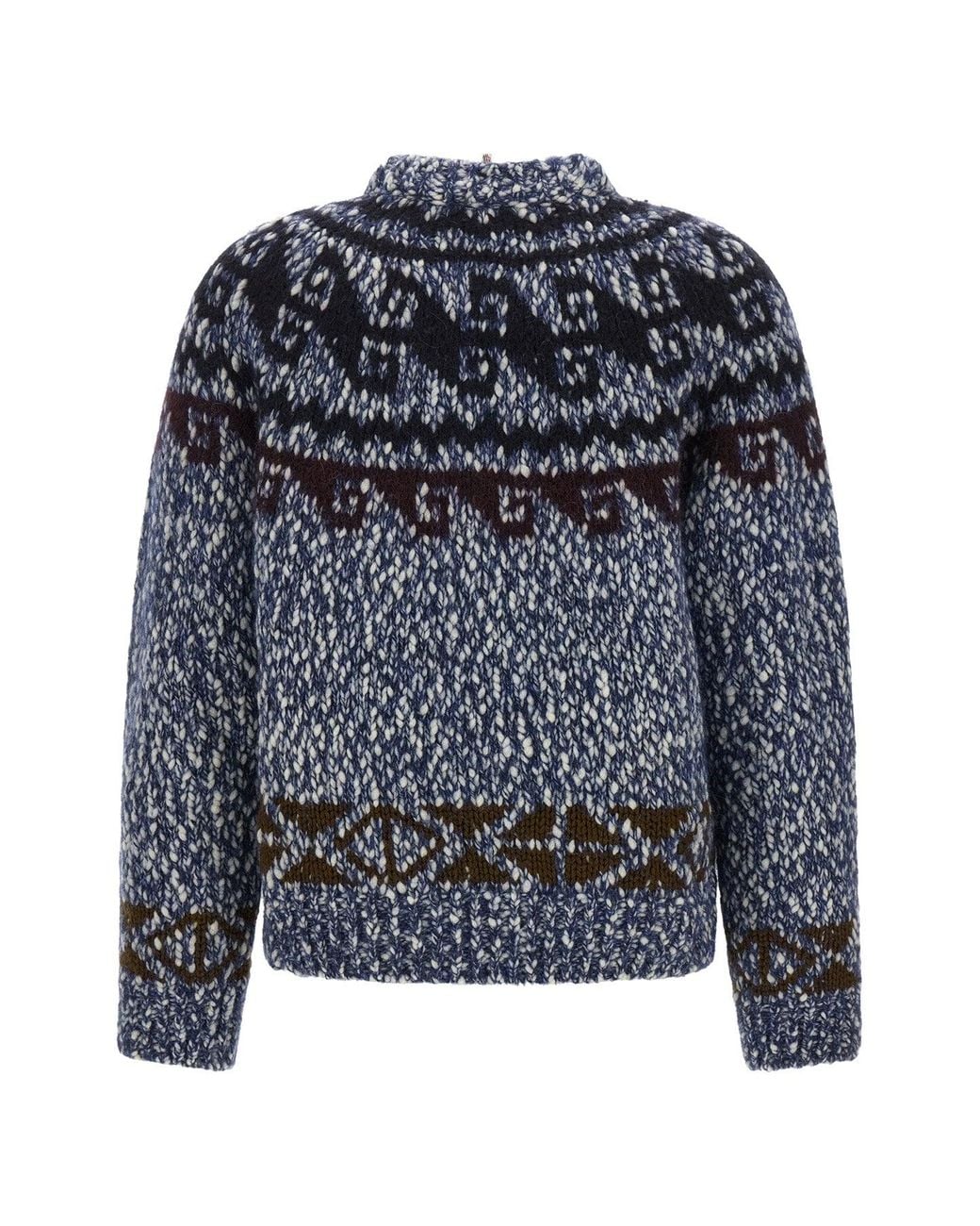 Moncler Blue Jacquard Sweater