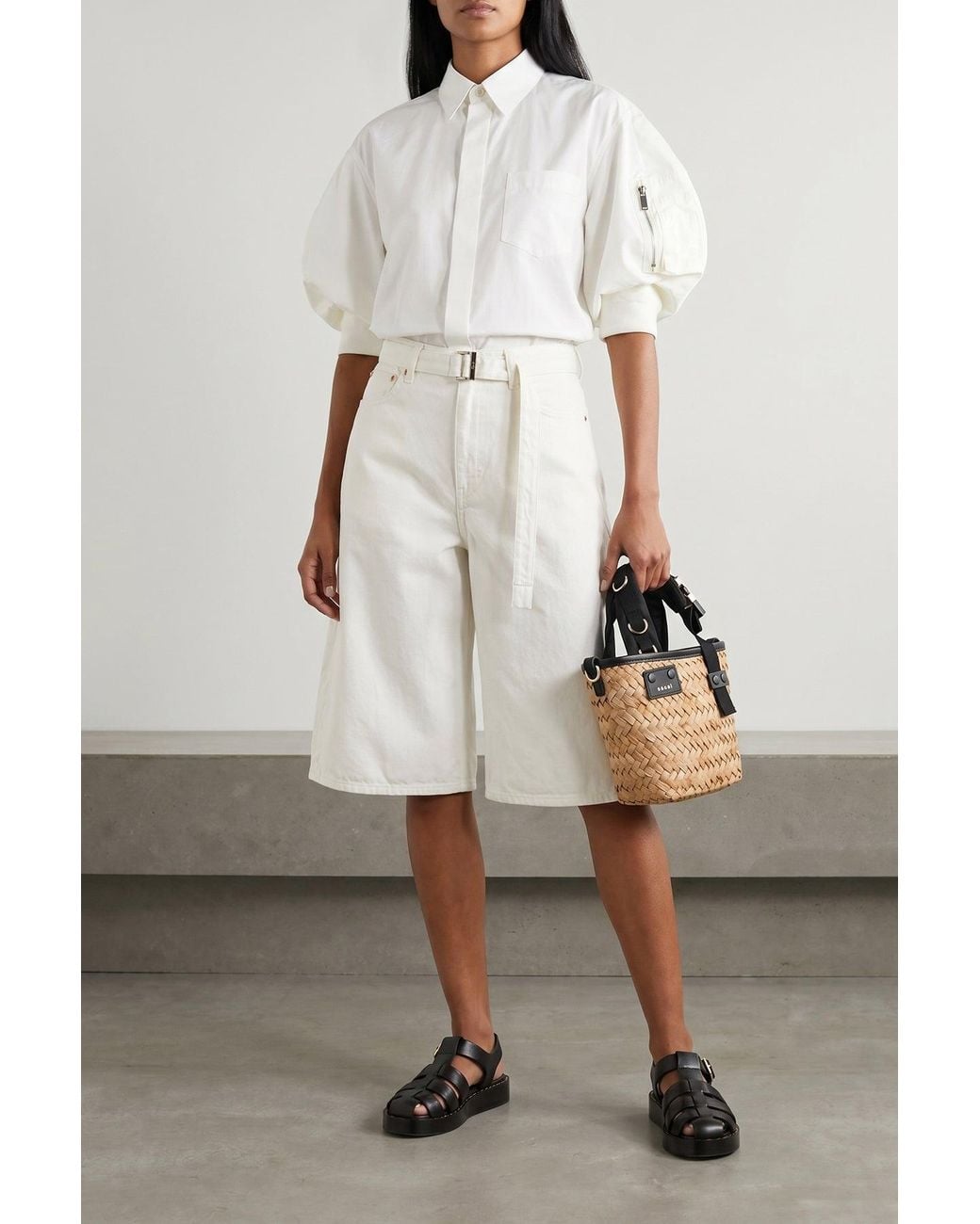 Sacai White Shirt With Zip Sleeve Pocket