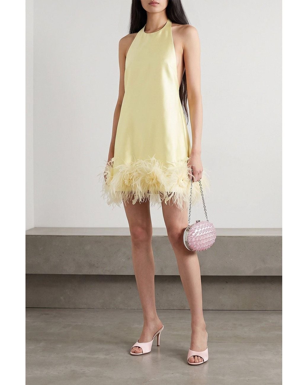 Self-Portrait Pink Clutch 'Oval Crystal Chain'