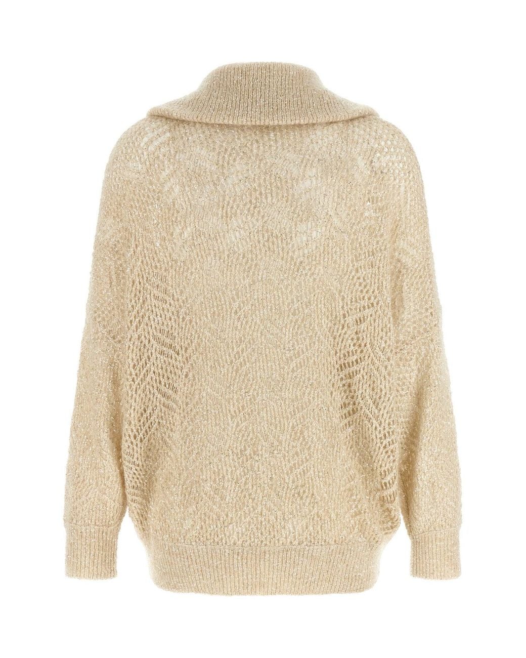 Brunello Cucinelli Natural Cardigan 'Dazzling Abstract Leaf'