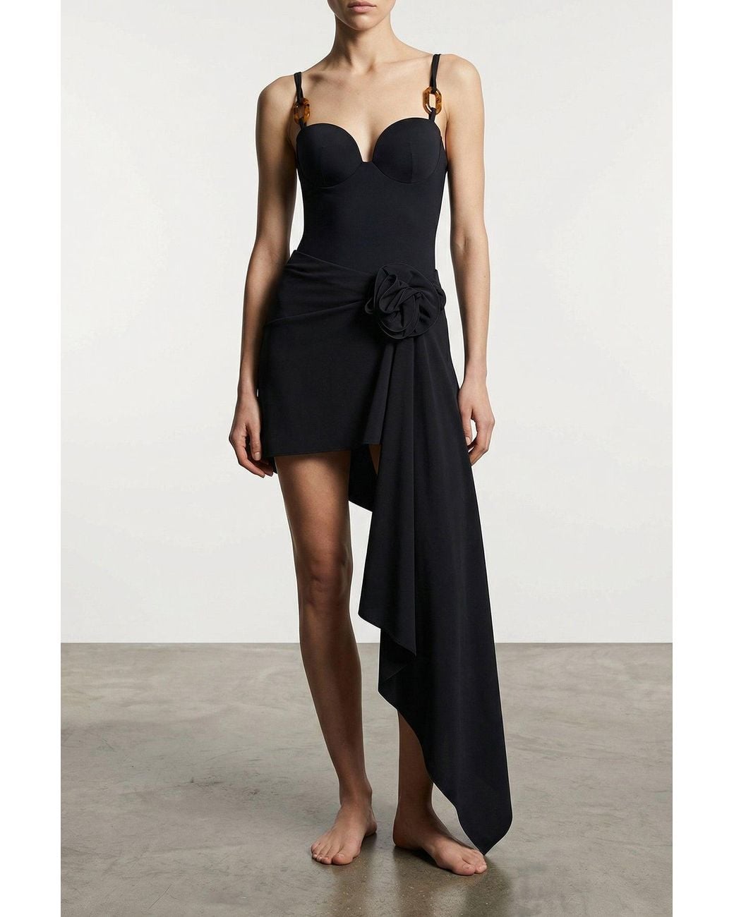 Magda Butrym Black One-Piece Swimsuit With Tortoiseshell Rings