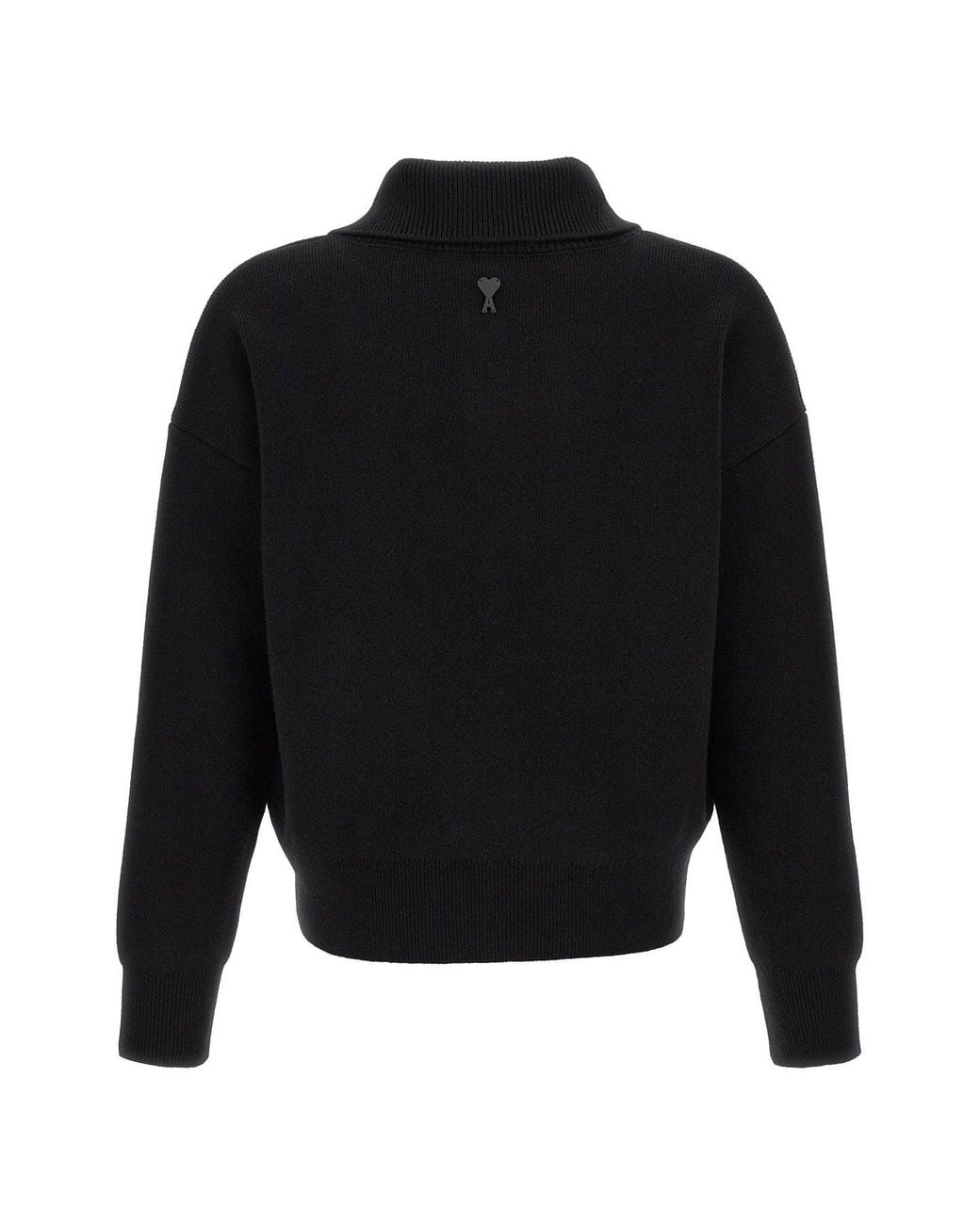AMI Black 'Ami De Caur' Patch Sweater for men