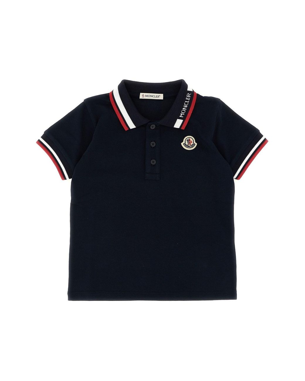 Moncler Blue Tricolor Trim Polo Shirt for men