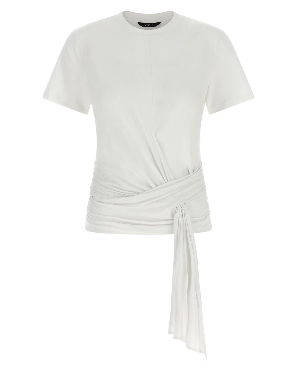 7 For All Mankind White Draped Detail T-Shirt