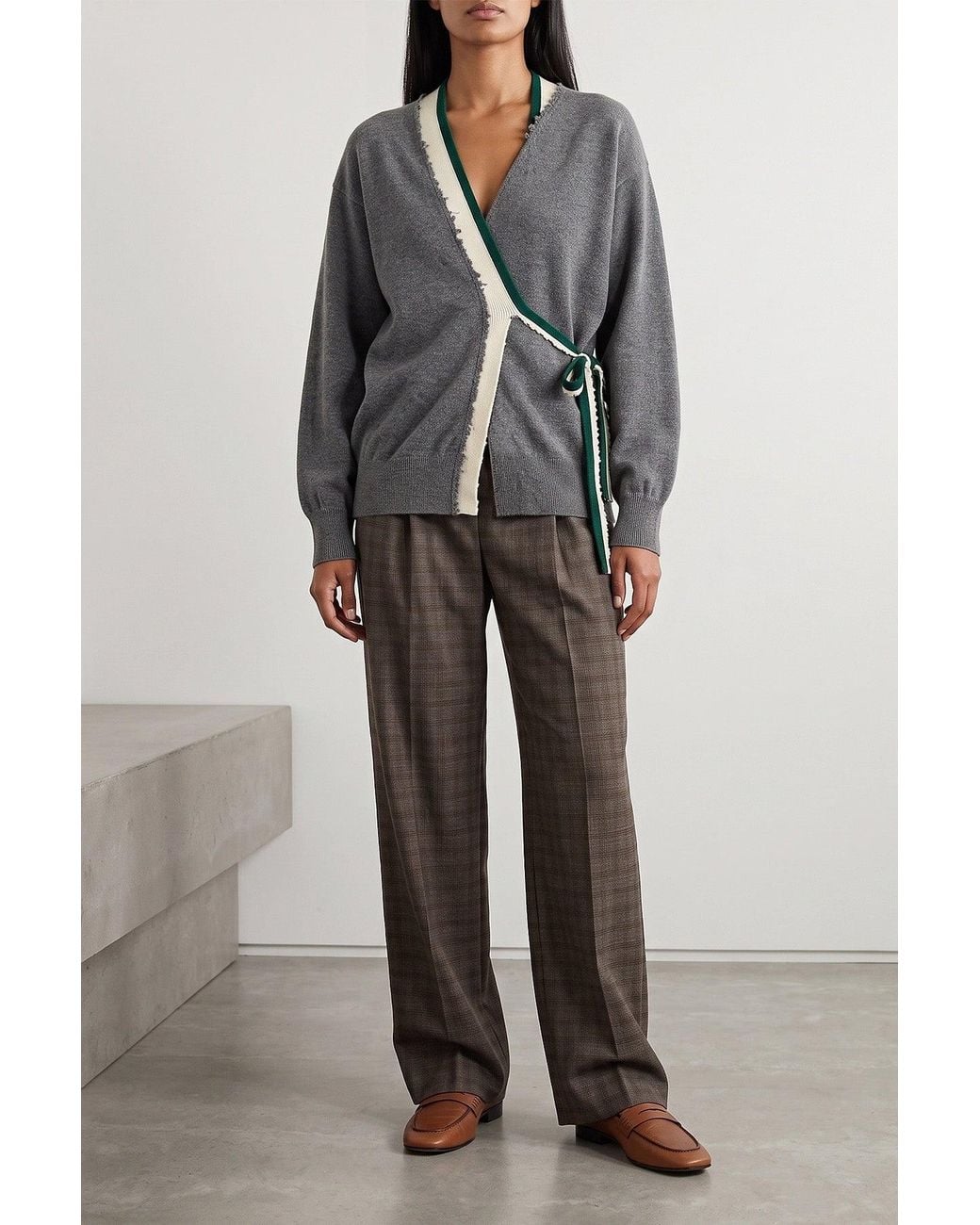 Dries Van Noten Gray "Toma" Wrap-Front Cashmere Cardigan