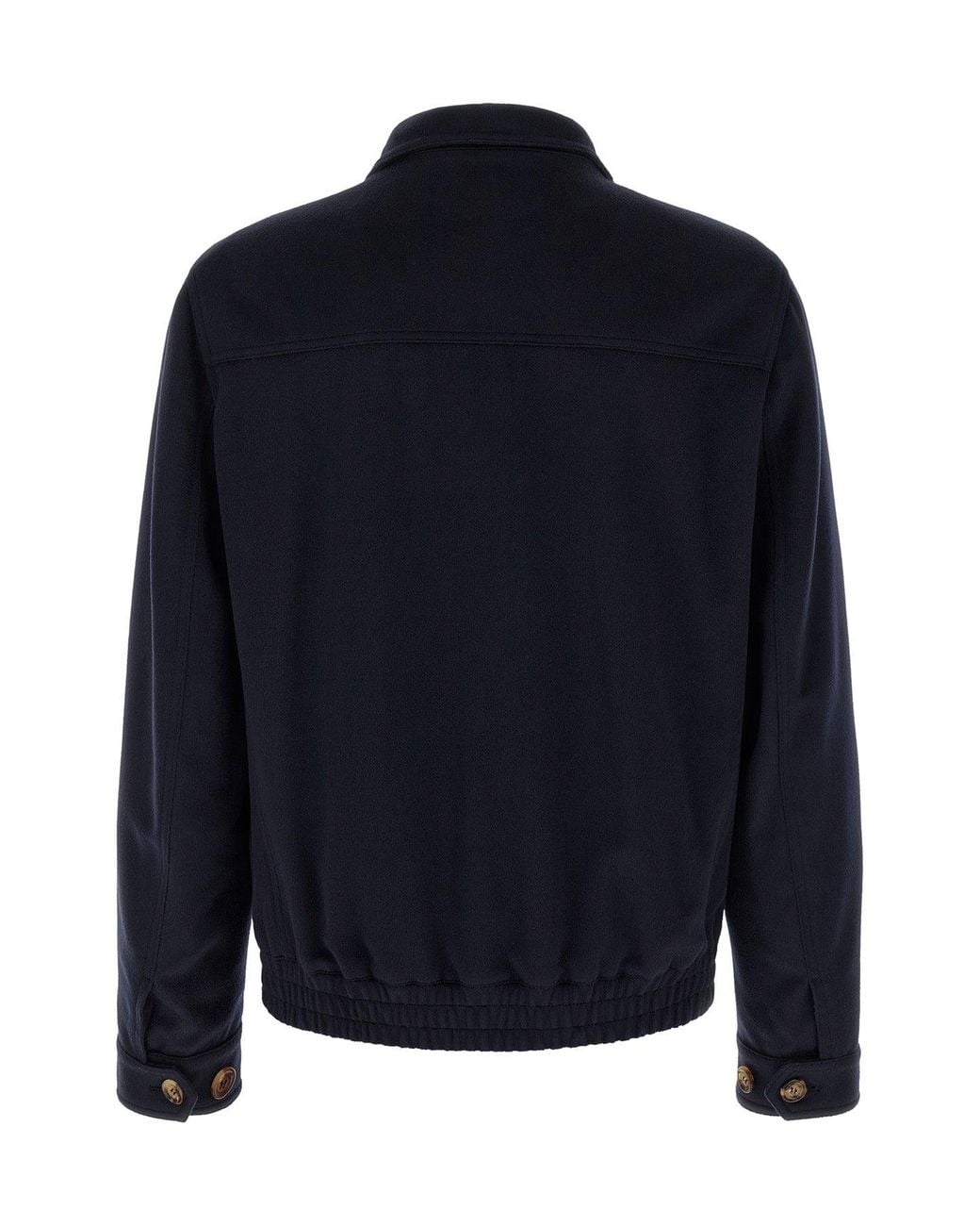 Brunello Cucinelli Blue Wool Beaver Bomber Jacket for men