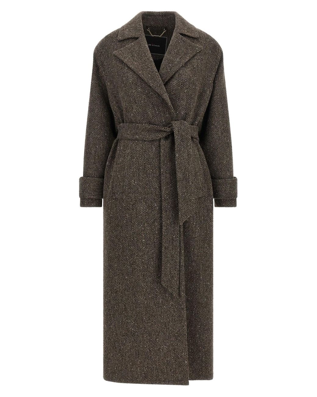 Kiton Multicolor Chevron Wool Coat