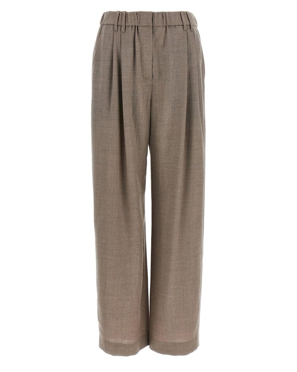 Brunello Cucinelli Brown Fine Virgin Wool Trousers With Pleats
