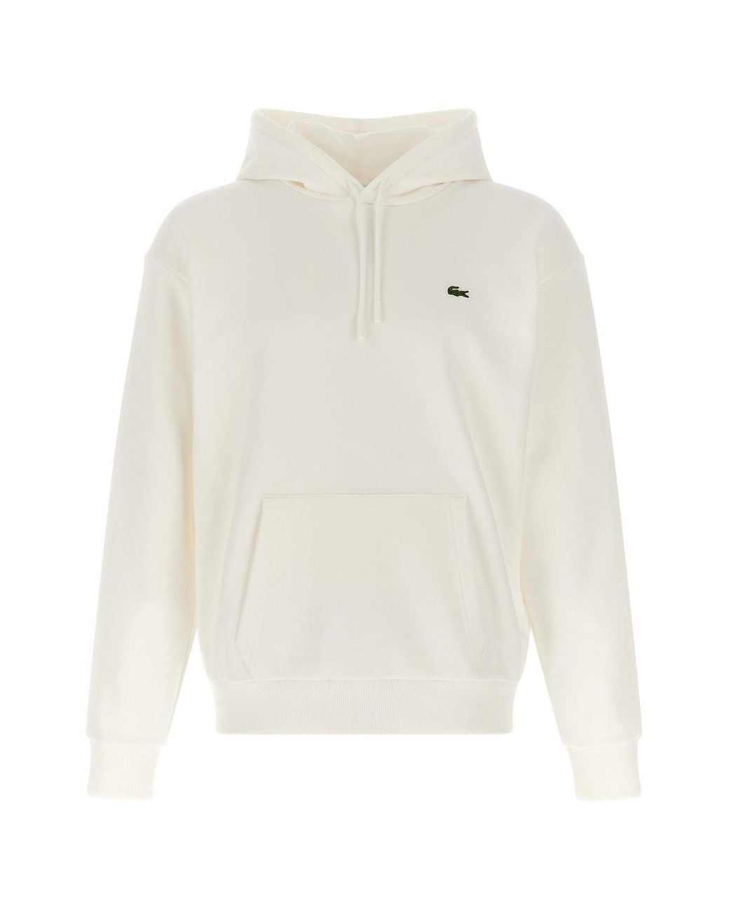 Lacoste White Hoodie With Kangaroo Pocket for men