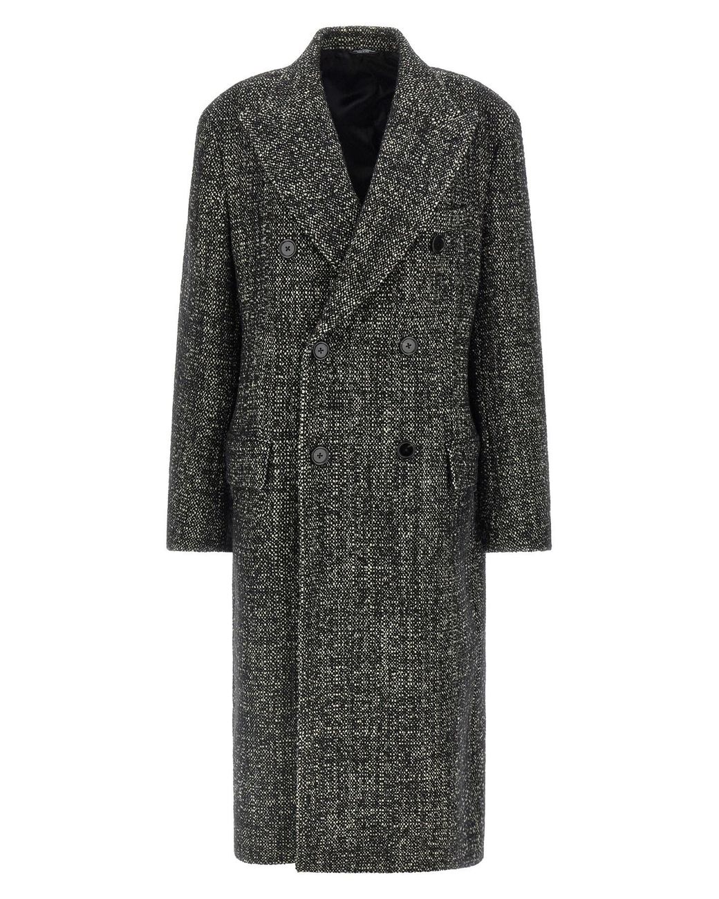 Dolce & Gabbana Black Dolce & Gabbana Bouclé Wool Coat for men