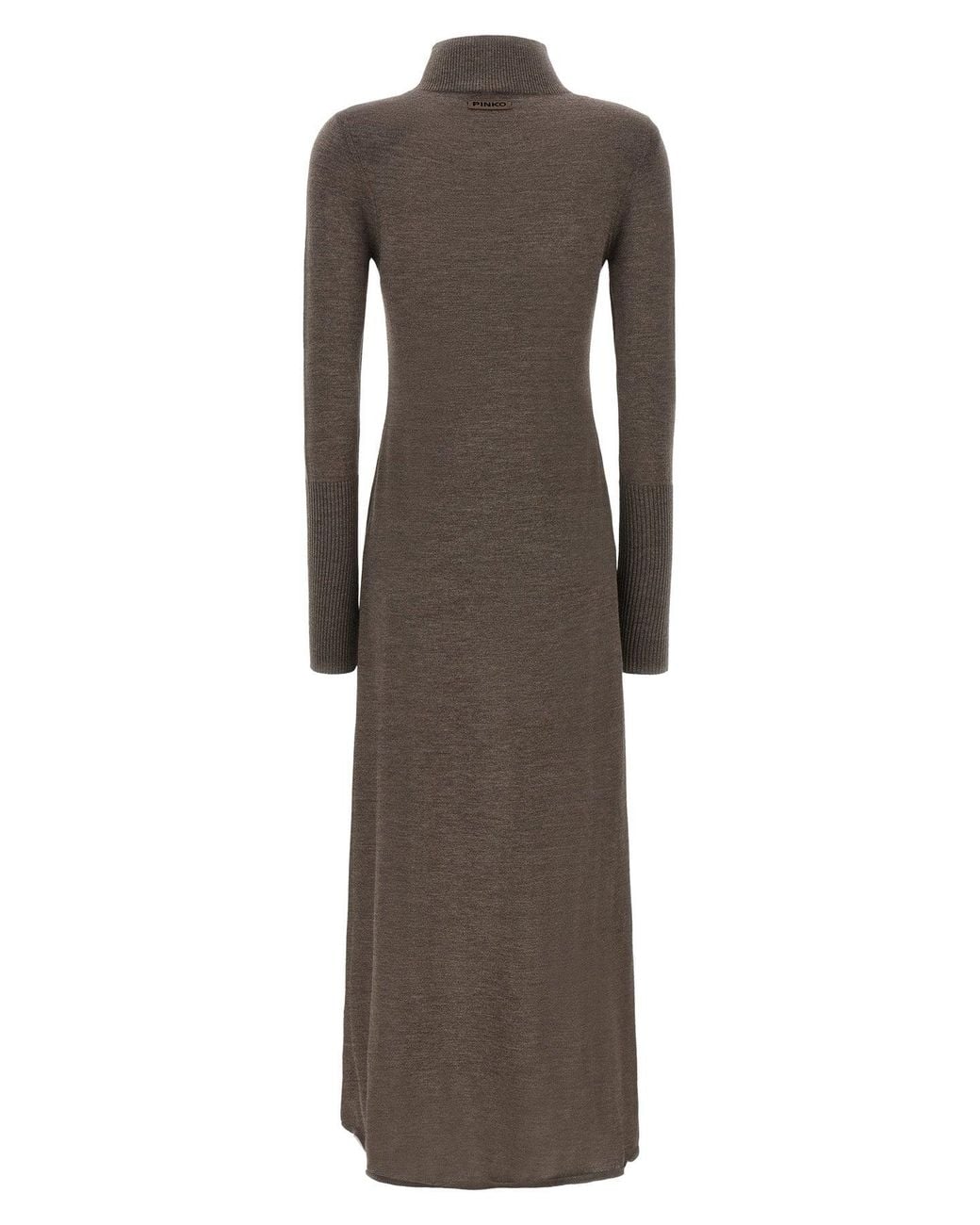 Pinko Brown Maxi Dress With Ribbed Details
