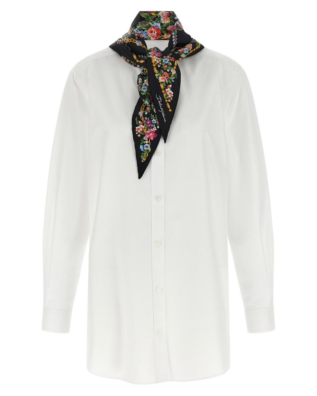 Dolce & Gabbana White Shirt With Scarf
