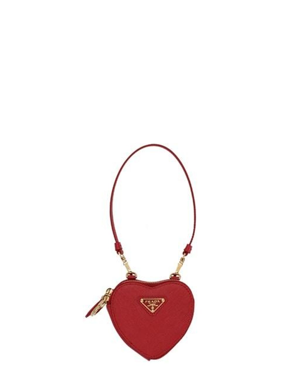 Prada Heart Saffiano Mini Pouch in Red | Lyst