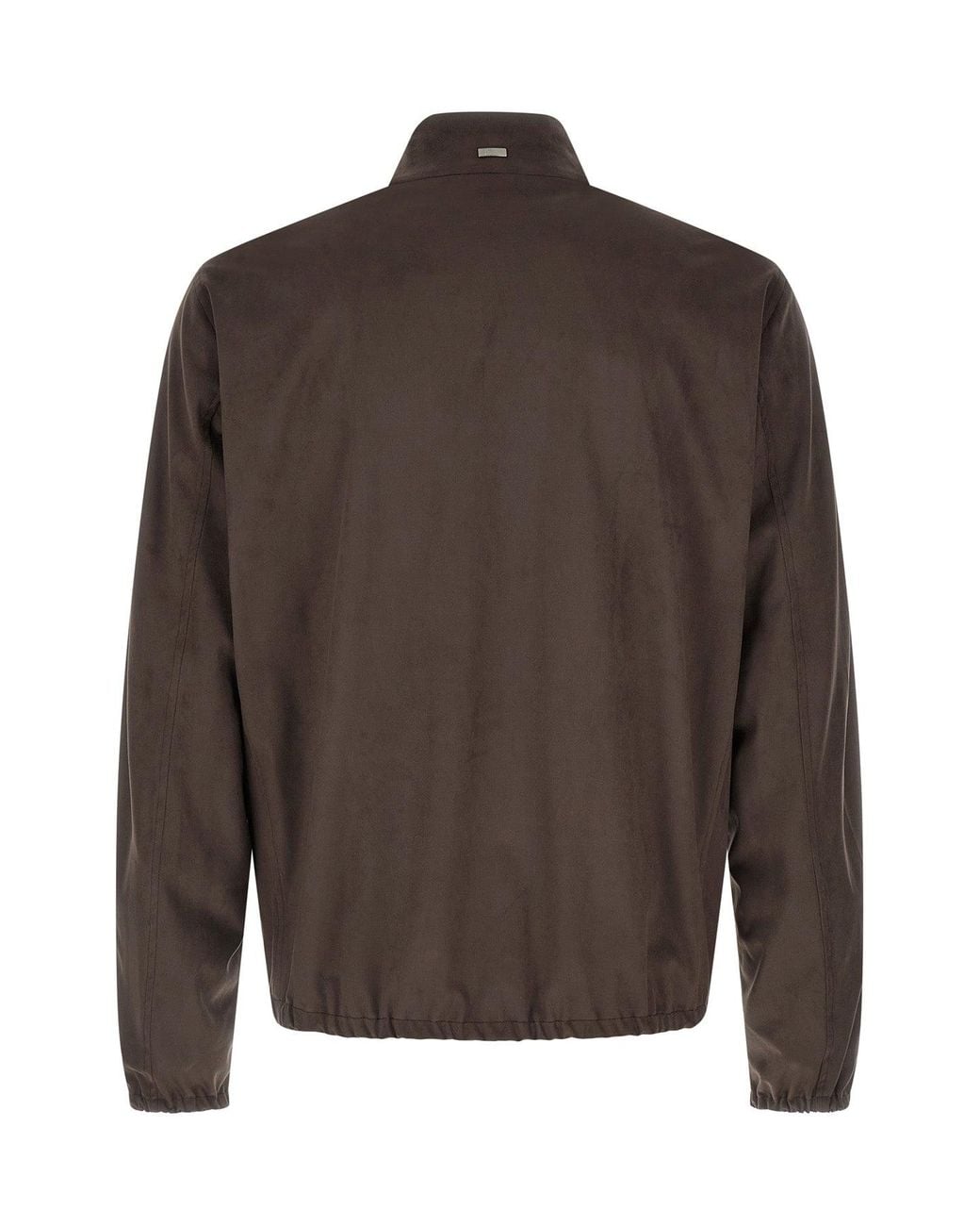 Herno Brown Suede-Effect Jacket With Metal Details for men