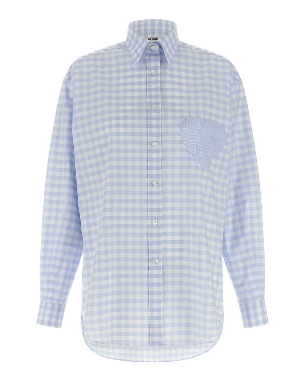 Moschino Blue 'heart' Vichy Shirt