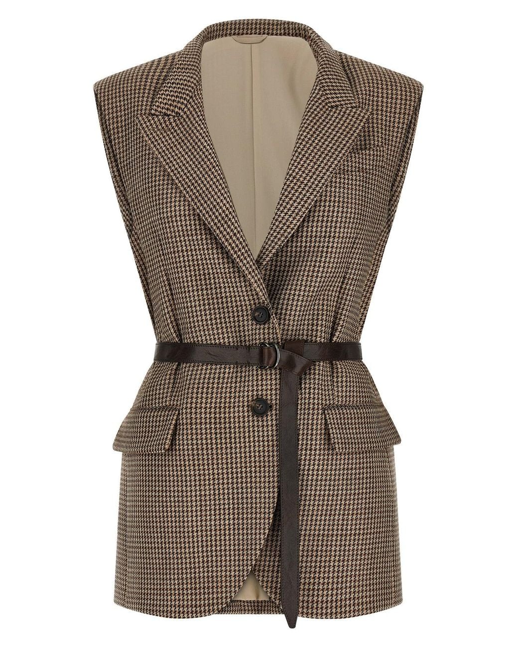 Brunello Cucinelli Gray Tailored Vest With Leather Belt