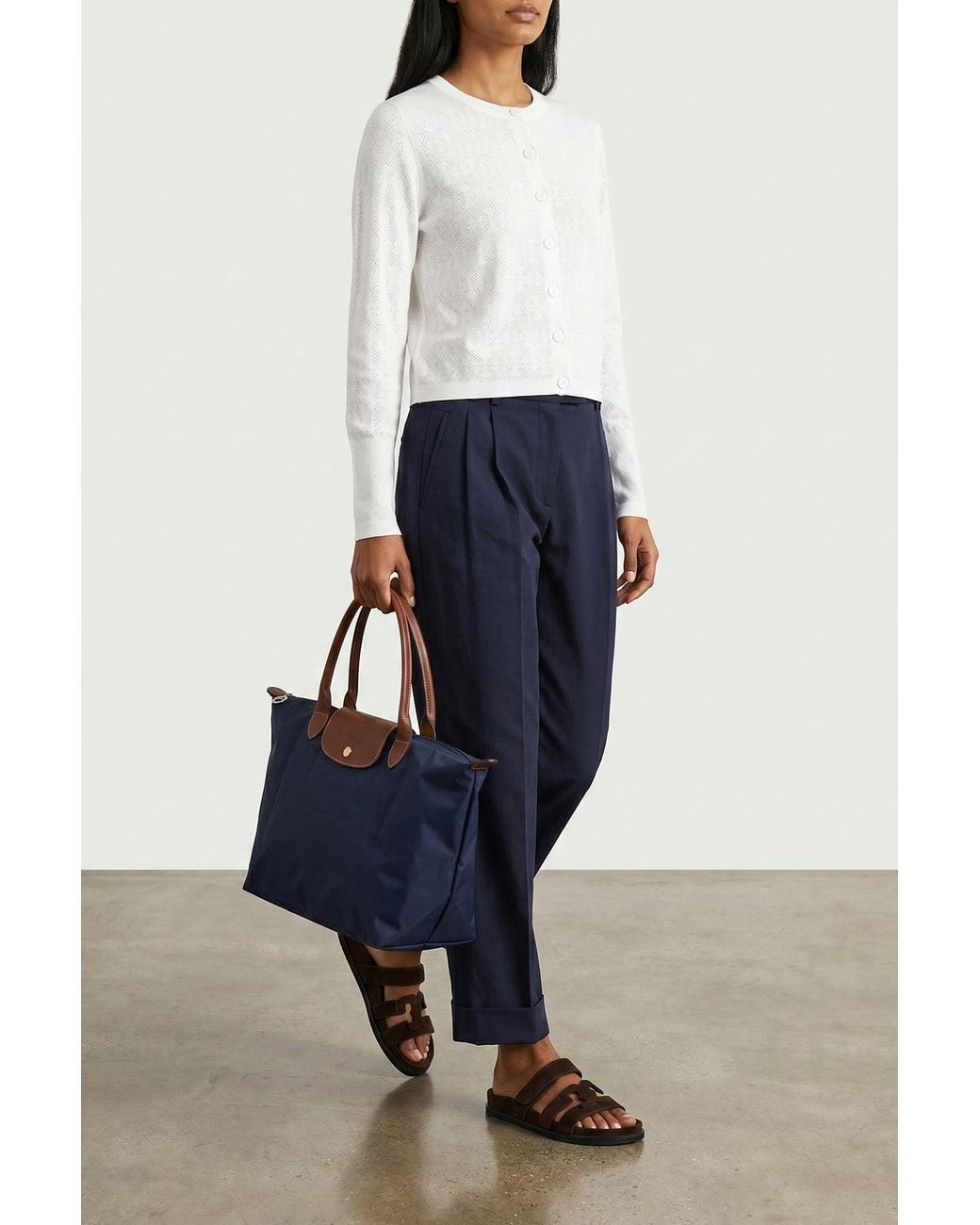 Tory Burch White Pointelle Knit Cardigan