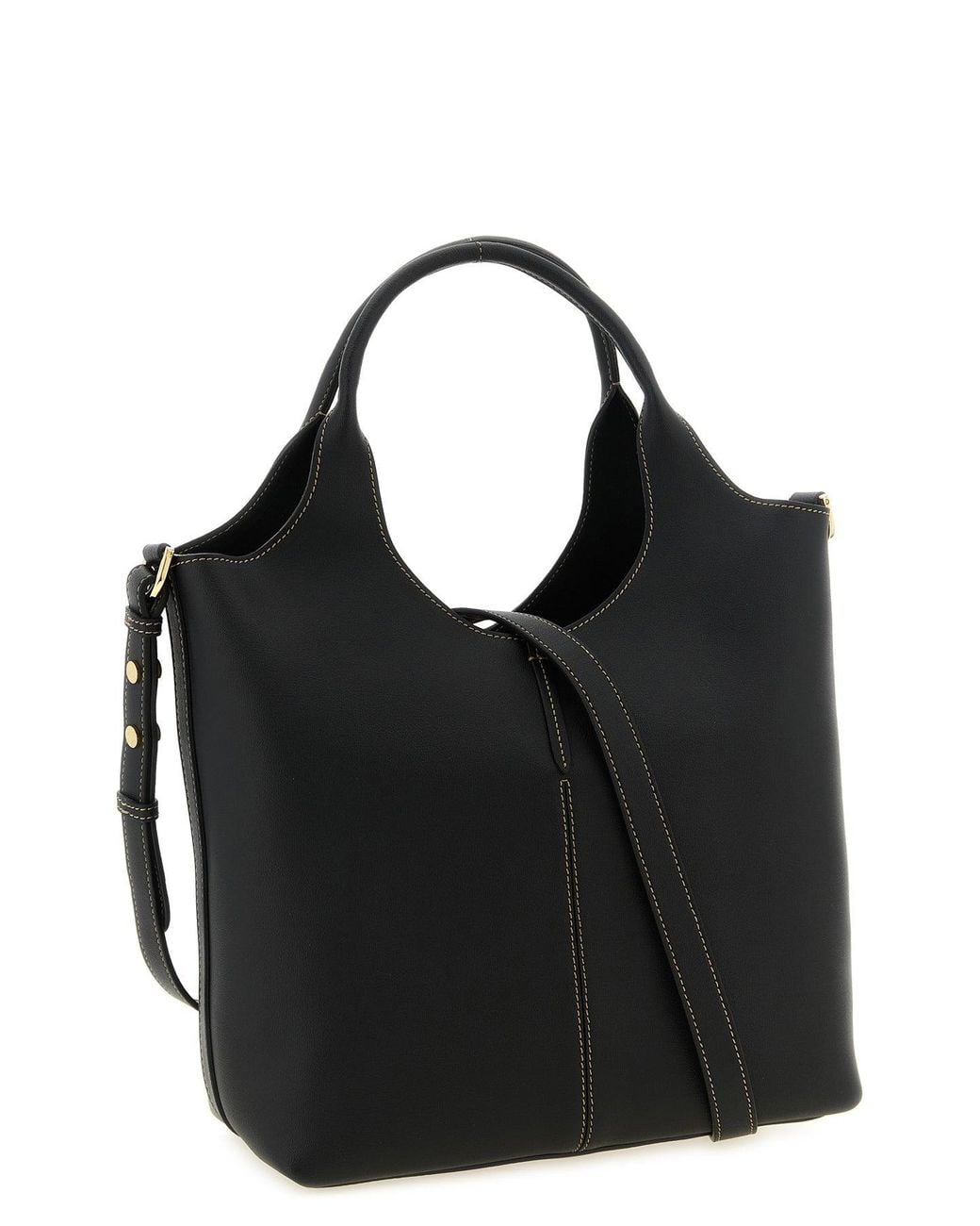 Tod's Black Small Metal Plate Shopping Bag