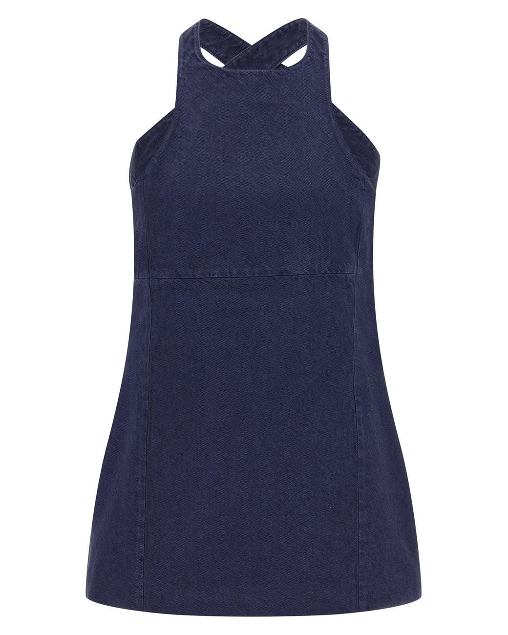 Miu Miu Blue Cotton Mini Dress With Criss-Cross Back