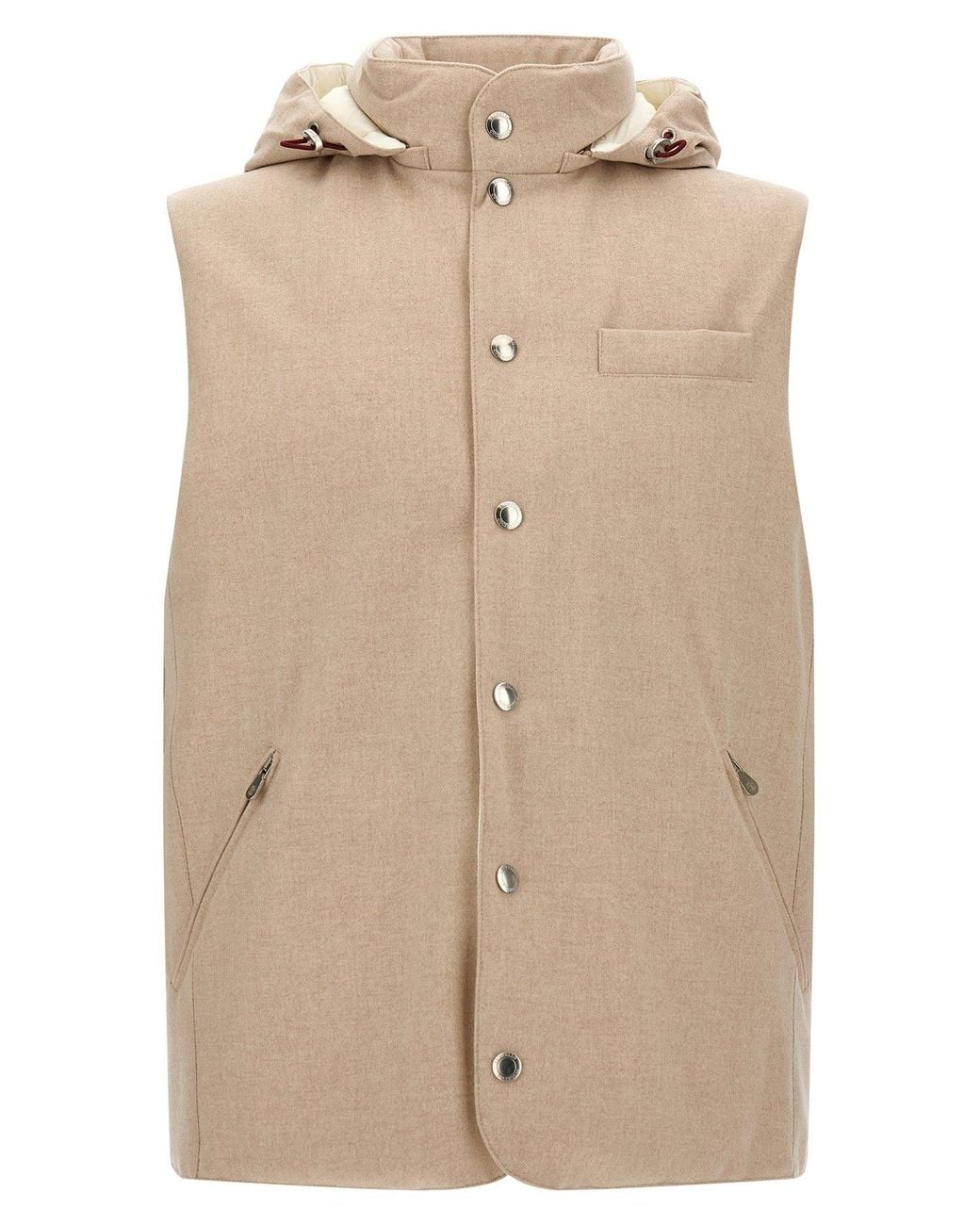 Brunello Cucinelli Natural Wool Flannel Gilet for men