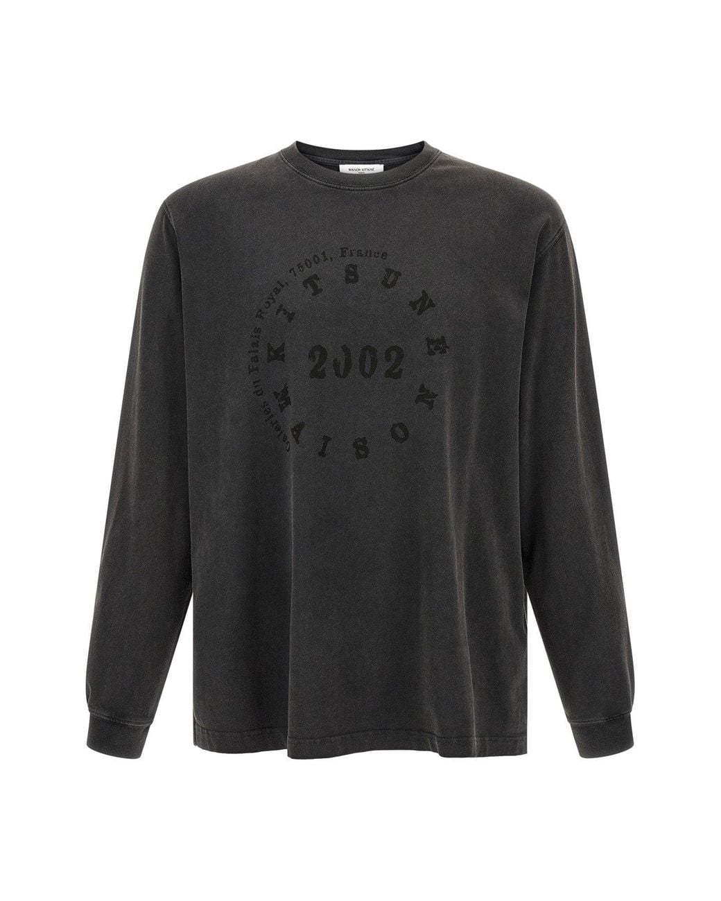 Maison Kitsuné Gray Maison Kitsuné 'Circle Stamp' Long-Sleeve T-Shirt for men