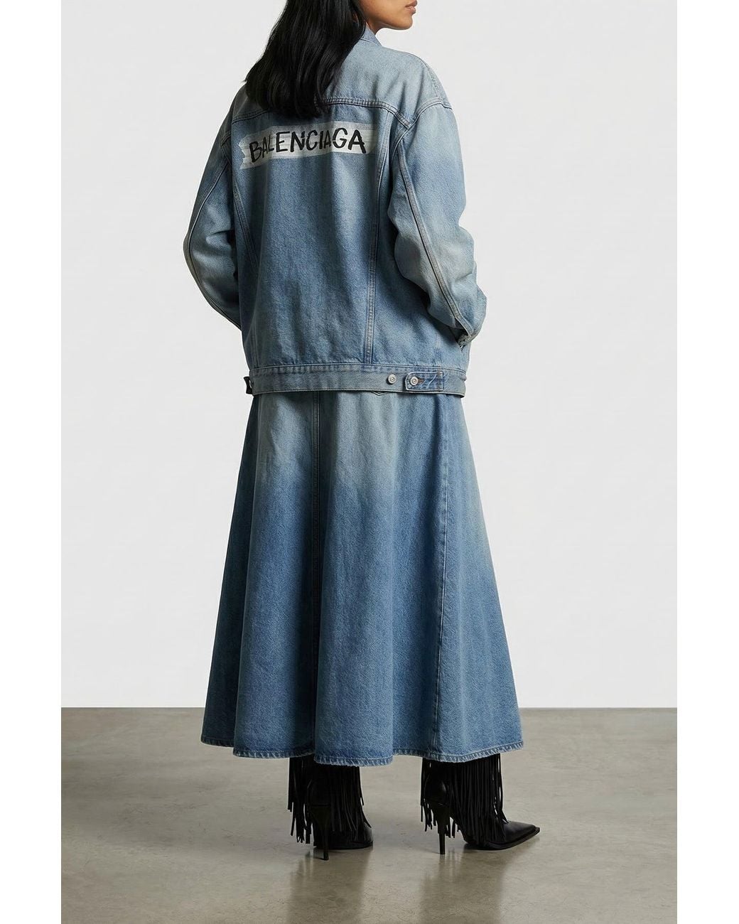 Balenciaga Blue Denim 'Godet' Skirt